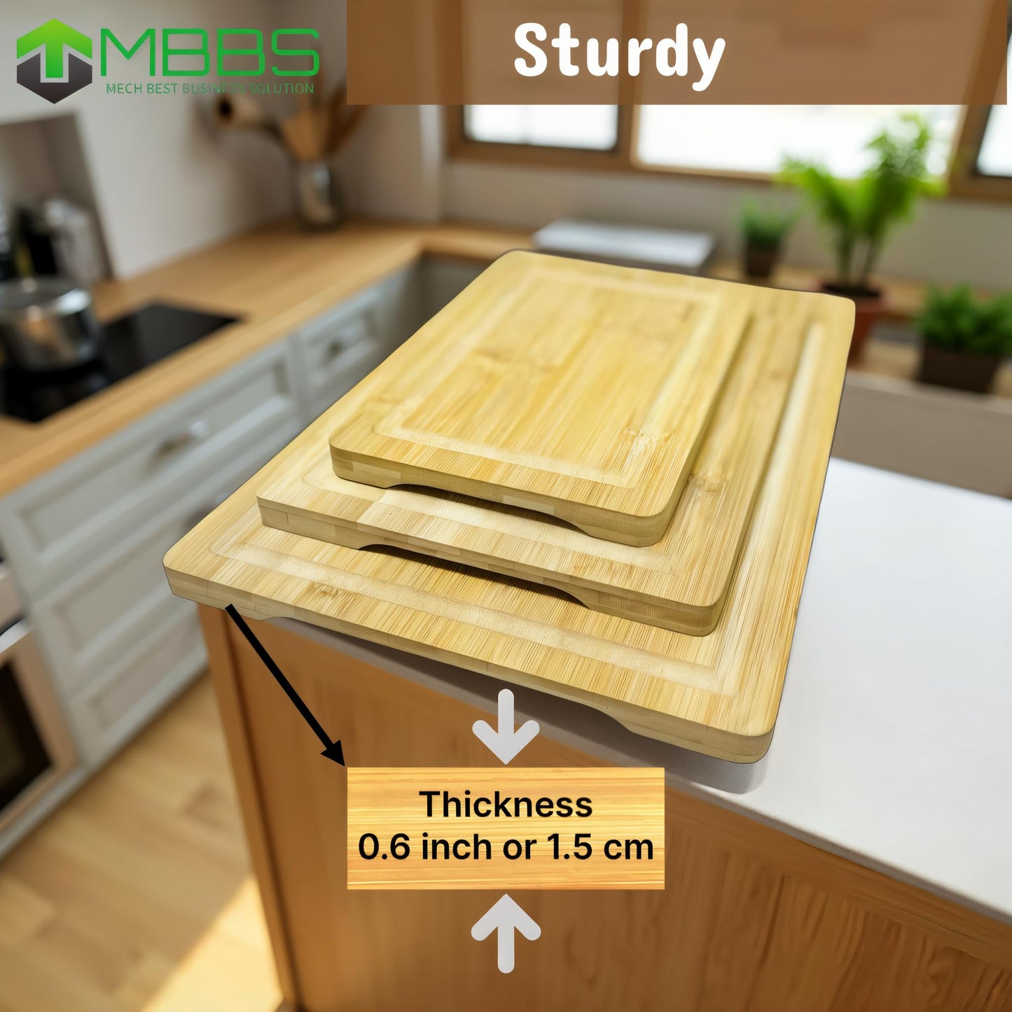 Bamboo Cutting Boards for Kitchen β Set of 3 Wooden Boards with Juice Grooves & Handles β Chopping Board Set for Meat, Veggies, Charcuterie β Eco-Friendly Gift Idea
